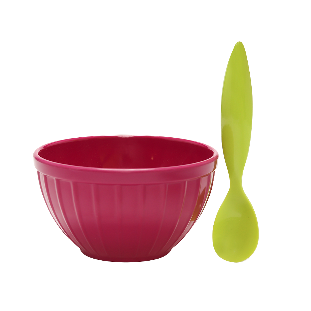 Zak Bowl & Spoon (Raspberry) 2 Pcs