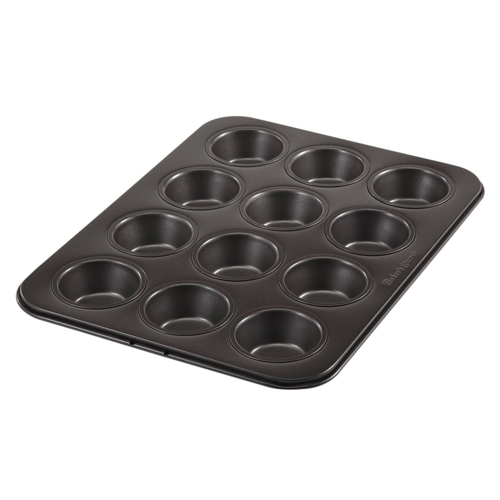 Essentials Black Muffin Pan by Bakers Secret -Bakeware Steel –