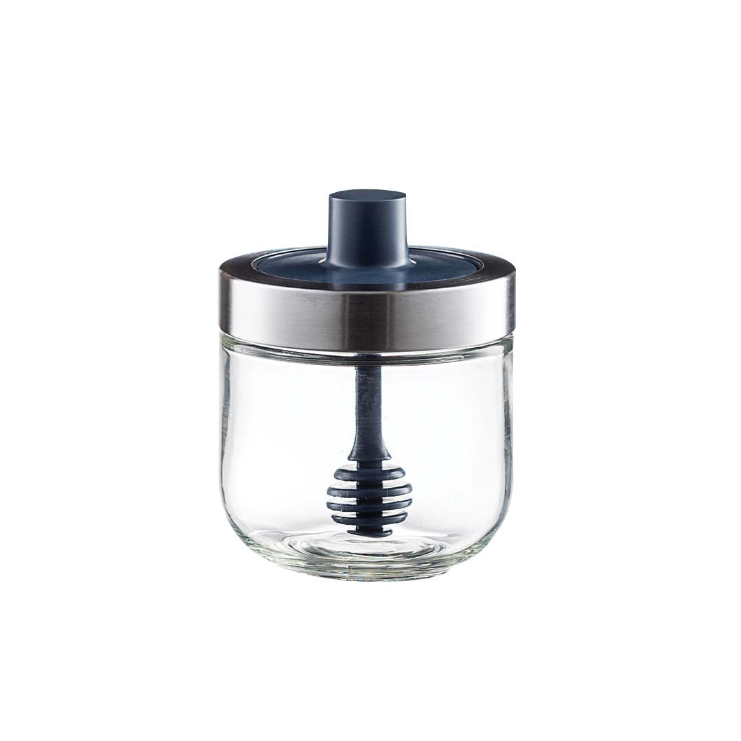 Stylish-home Small Dark Blue Jar (Honey Spoon)