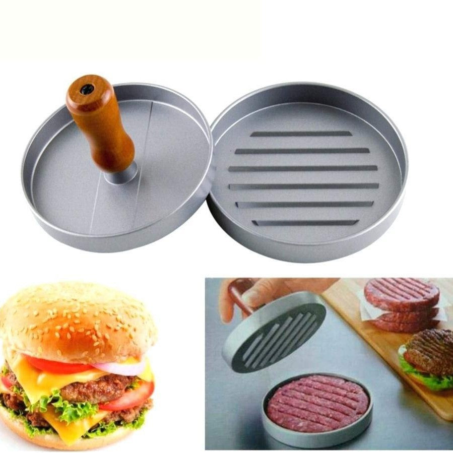 Burger Press Nonstick Cast Aluminum and Comfortable Wood Handle