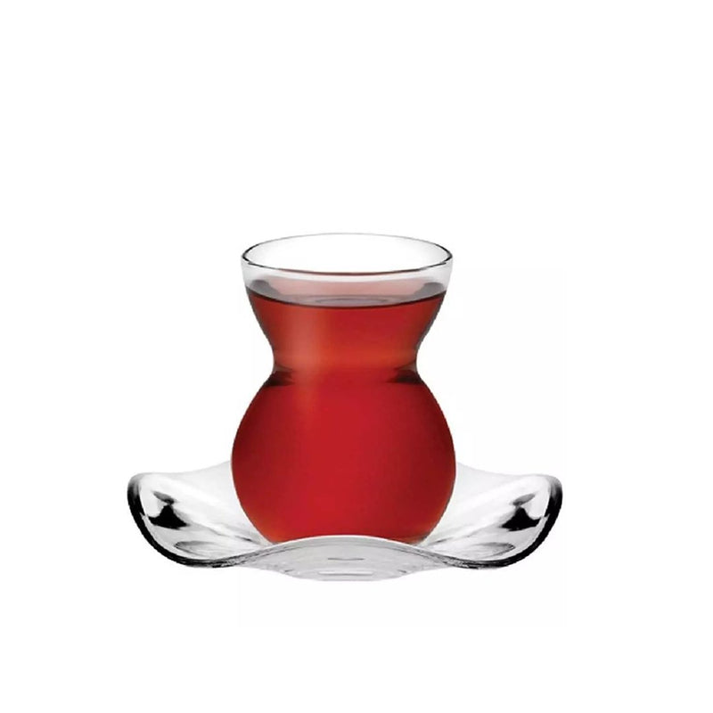 Pasabahce Danteal Tea Cups Set of 12 Pieces (6 Cups + 6 Saucers) 140 ml