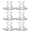 Pasabahce Danteal Tea Cups Set of 12 Pieces (6 Cups + 6 Saucers) 140 ml