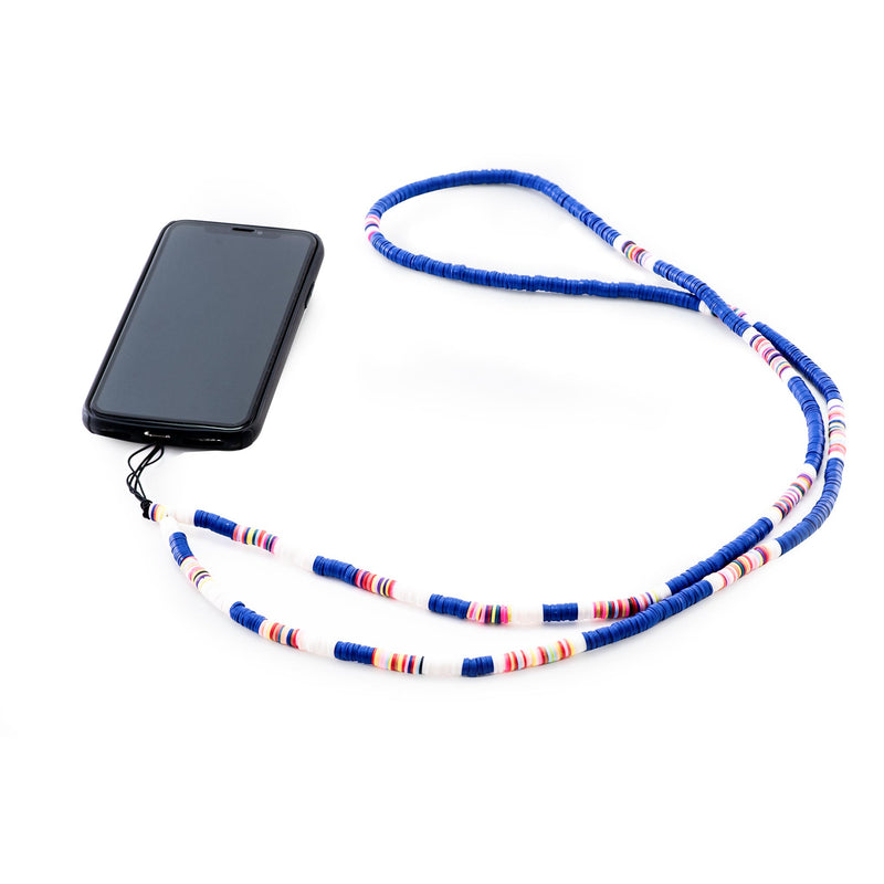 Decorated Blue Rubber Phone Strap