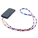Decorated Blue and White Rubber Phone Strap