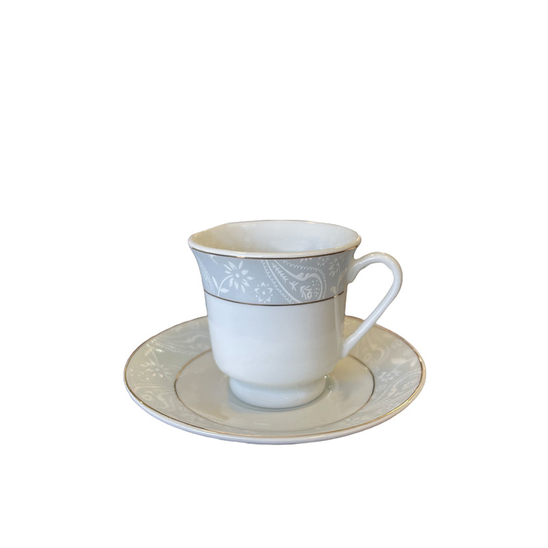 D-LIFE Set of 6 Pcs Porcelain Turkish Coffee Cups & Saucers (Gold and Blue)