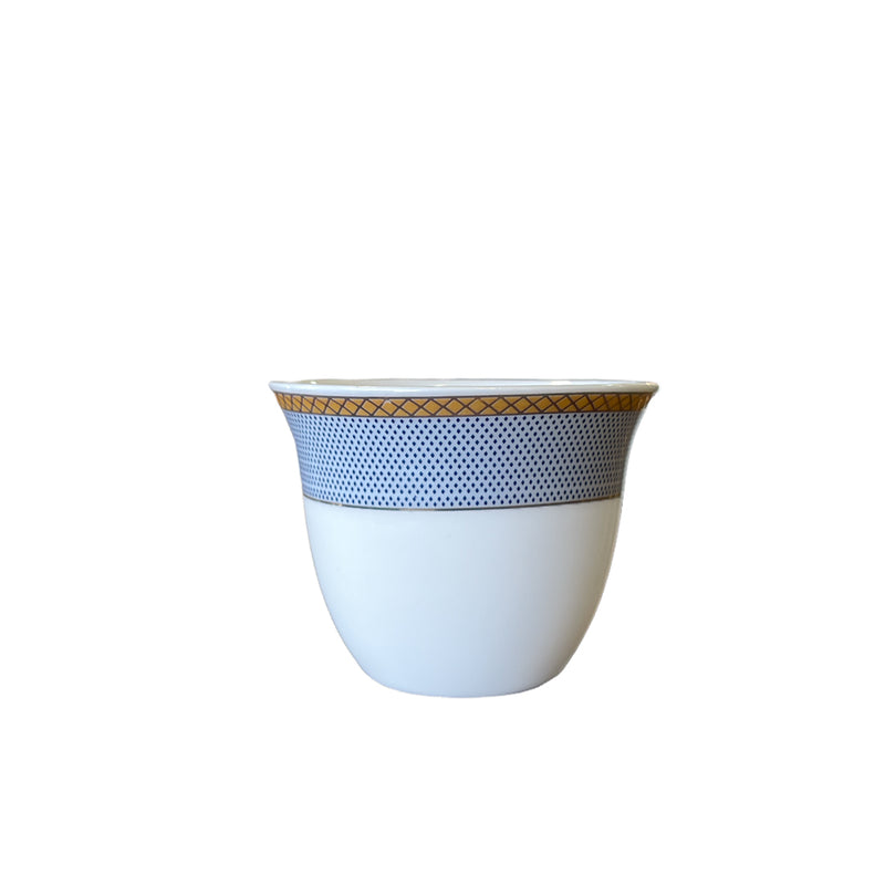 D-LIFE Set of 6 Pcs Porcelain Cawa Cups (Gold and Neavy Blue)
