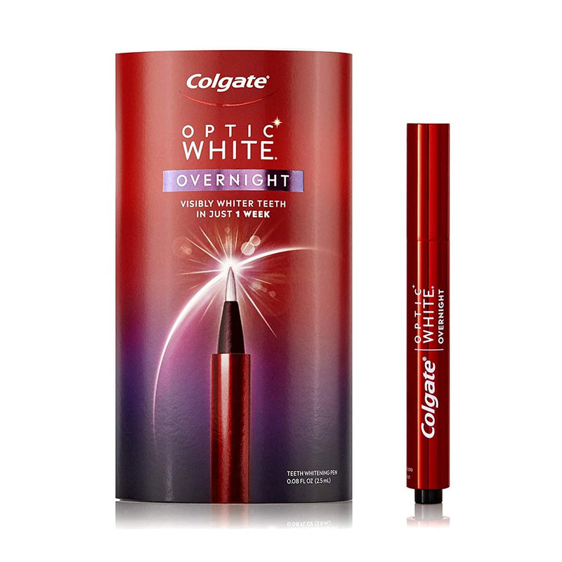 Colgate Optical White Overnight Tooth Whitener, Gentle Teeth Whitening Stain Remover, 3% Hydrogen Peroxide Gel - 2.5 ml
