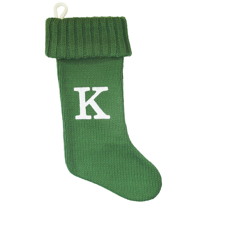 Wondershop Knit Monogram Christmas Stocking Green ( K )